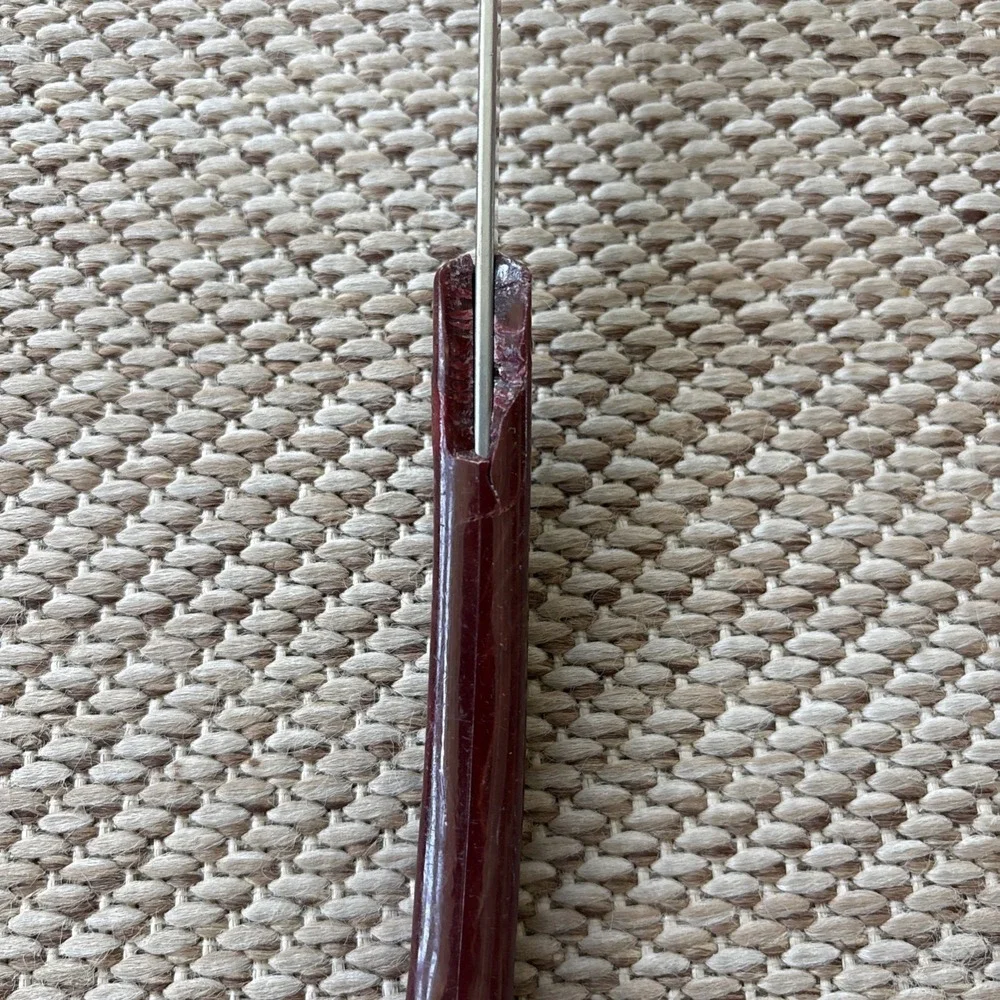 STANHOME Stainless Flipper Slotted Spatula Burgundy Handle Vintage MCM